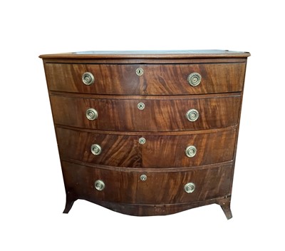 Lot 3115 - A Regency mahogany bow front chest of four...