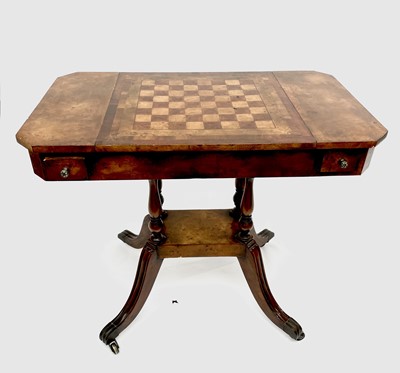 Lot 3118 - A reproduction walnut games table, in the...