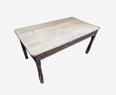 Lot 27 - A Victorian pine kitchen table, the...