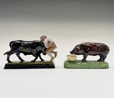 Lot 950 - A Bordallo Pinheiro pottery toothpick holder...