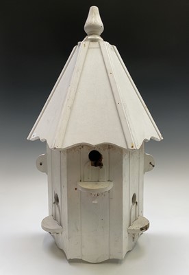 Lot 615 - A white painted wood wall mounted dovecote....
