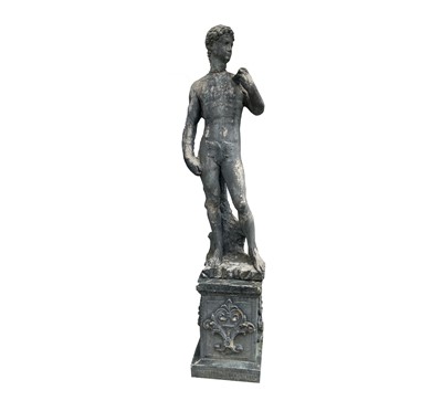 Lot 642 - A reconstituted stone garden statue, 'David',...
