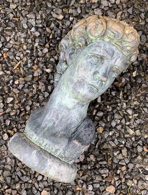 Lot 634 - A painted reconstituted stone bust, 'David'....