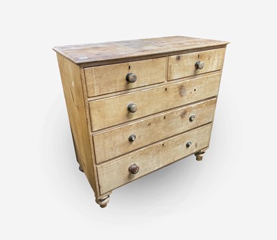 Lot 85 - A Victorian pine chest of drawers, with two...