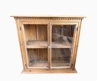 Lot 90 - A Victorian pine hanging wall cabinet, height...