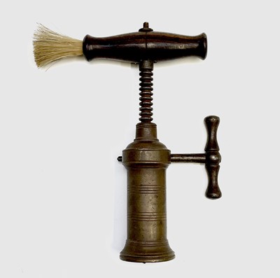Lot 413 - A 19th century brass barrel corkscrew, the...
