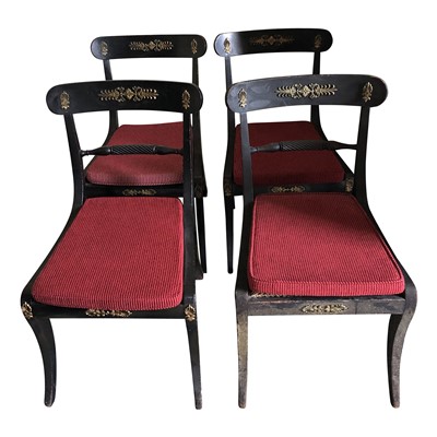 Lot 3385 - A set of four Regency ebonised brass mounted...