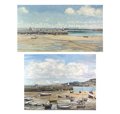 Lot 332 - R WILSON BURNS St Ives Harbour Two oils on...