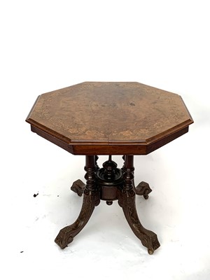 Lot 3142 - A Victorian burr walnut and inlaid octagonal...