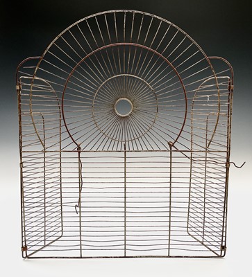 Lot 372 - A Victorian brass and wire mesh folding...