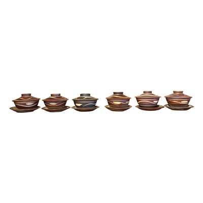 Lot 955 - A set of six Crowan Studio Pottery bowls,...