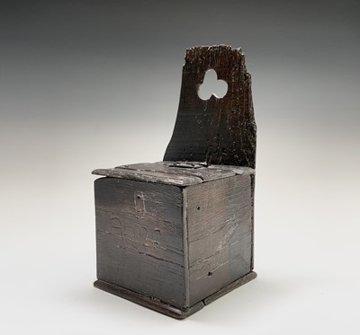 Lot 94 - An oak salt box, 17th century, with a hinged...