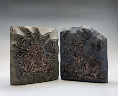 Lot 375 - A Burgess & Broad printing block, with harp...