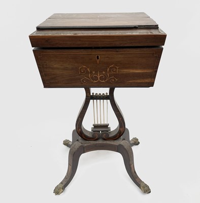 Lot 3045 - A Regency inlaid rosewood teapoy, enclosing...