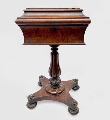 Lot 3055 - A William IV rosewood teapoy, the hinged cover...