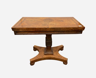 Lot 34 - A rare George IV burr yew wood veneered fold...
