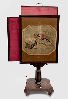 Lot 3140 - A Regency mahogany firescreen, the octagonal...