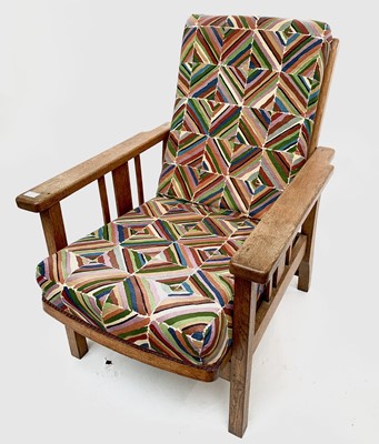 Lot 3162 - A pair of mid-century oak armchairs, with open...