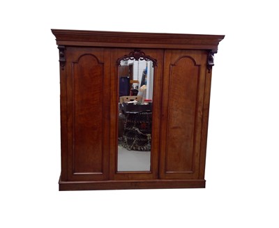Lot 3163 - A Victorian three door mahogany wardrobe, with...