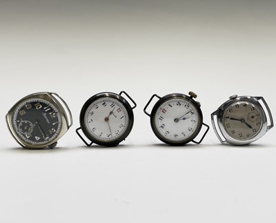 Lot 108 - A Roamer nickel trench wristwatch with rounded...