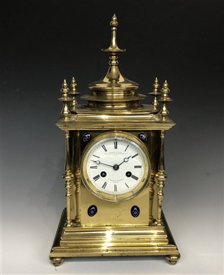 Lot 3037 - A polished brass mantle clock by LeRoy & Fils,...