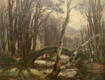 Lot 96 - Garstin COX (1892-1933) Woodland Bridge Oil on...