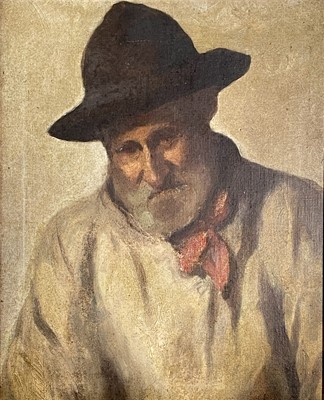 Lot 97 - Newlyn School Head of a labourer Oil on board...