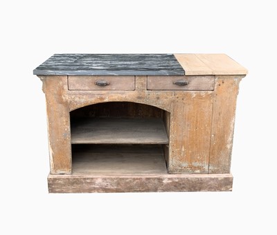 Lot 117 - A French pine boulangerie counter, early 20th...