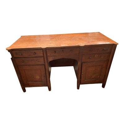 Lot 3329 - An Arts and Crafts pine pedestal desk, with an...