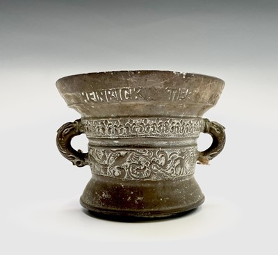 Lot 98 - A European bronze mortar by Heinrick Ter Horst,...