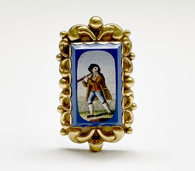 Lot 123 - A 19th-century micro-mosaic gold brooch...