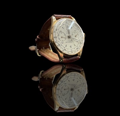 Lot 64 - A Titus Geneve 18ct gold chronograph...