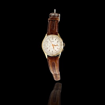 Lot 78 - A Delbana 18ct gold chronograph wristwatch...