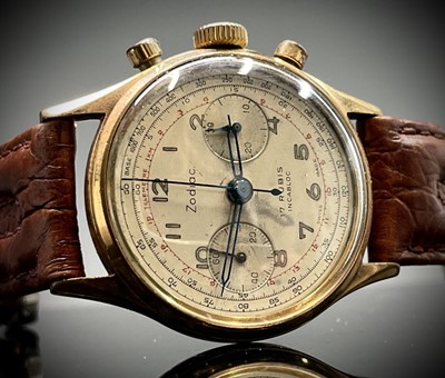 Lot 106 - A Zodiac gold plated chronograph wristwatch...