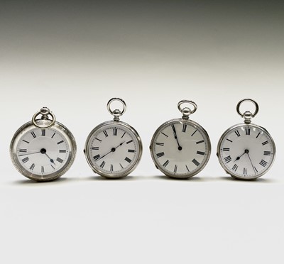 Lot 197 - Four small, engraved silver-cased, open-face...
