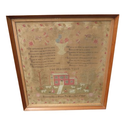 Lot 3227 - A William IV period sampler 'The Peaceful Vale'...