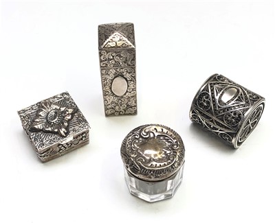 Lot 2043 - An engraved silver cased square section scent...