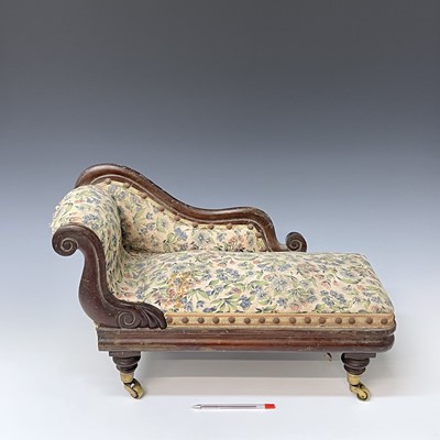 Lot 3070 - A Victorian miniature mahogany chaise lounge,...