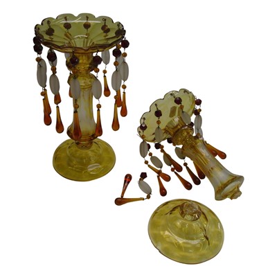 Lot 983 - A pair of 20th century glass table lustres,...