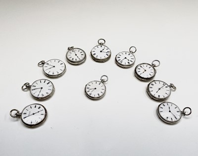 Lot 18 - Ten silver cased key-wind fob watches each...