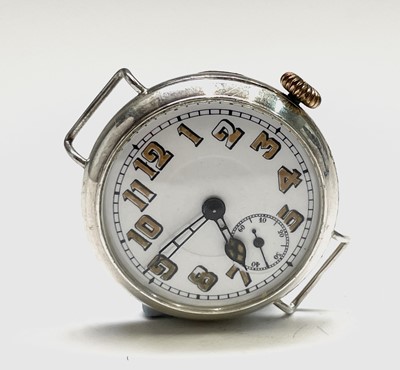 Lot 193 - Three silver trench cased wristwatches each 33....