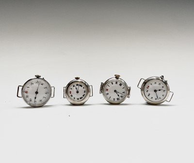 Lot 178 - Four silver trench cased wristwatches 8.25mm...