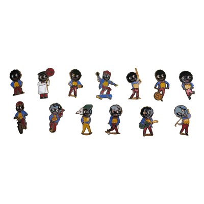 Lot 75 - Thirteen Golliwog enamel pin badges.