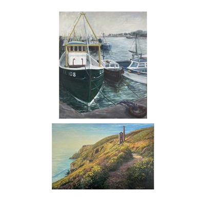 Lot 104 - L TREMBATH Fishing Boats Oil on board Signed...