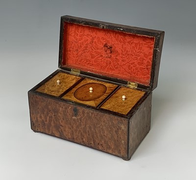 Lot 184 - A George IV burr walnut tea caddy, with a...