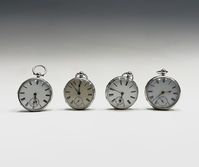 Lot 152 - Four English silver fusee pocket watches....
