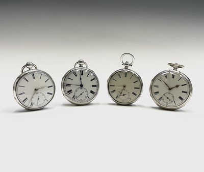 Lot 25 - Four English fusee silver open face pocket...