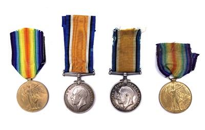Lot 103 - 1st World War pairs (x 2) Comprising a)...