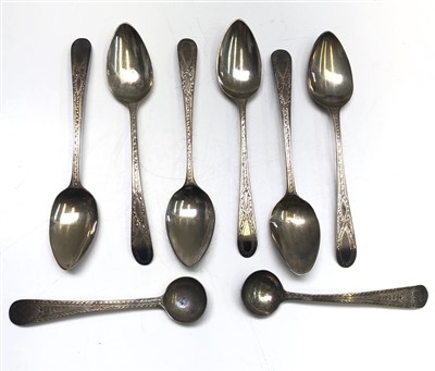 Lot 2172 - A set of 6 George III bright cut tea spoons by...