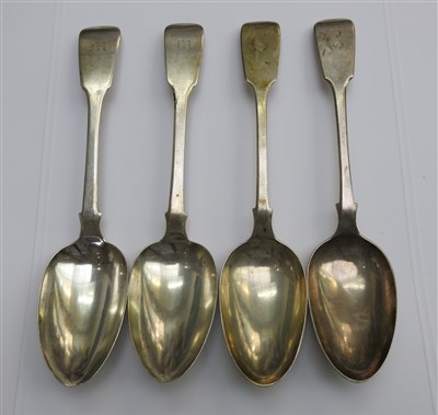 Lot 2199 - A pair of Georgian silver fiddle pattern...